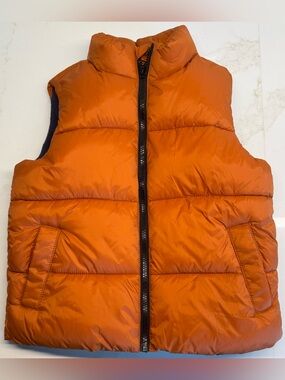 Old Navy Boys Rust Puffer Vest Fleece Lined Size 6-7 S
